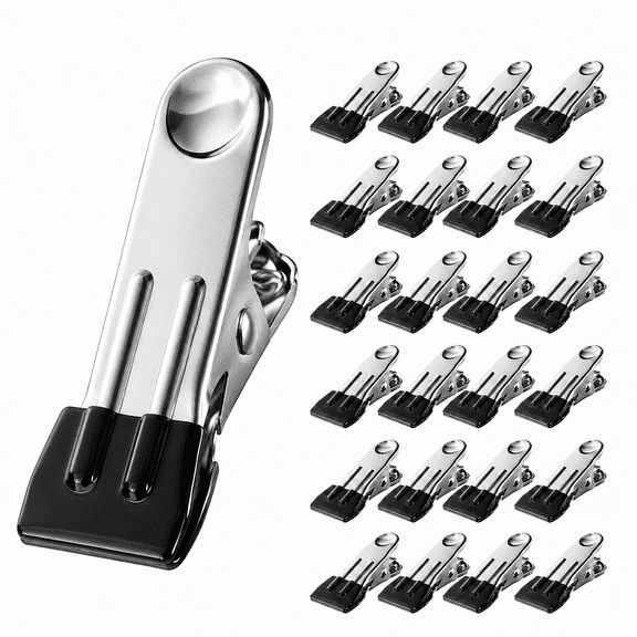 Clothes Pins Heavy Duty, 25 Pack 2.16-Inch Stainless Steel Clothespins with Rubber, Metal Laundry, Photo, Food Bag and Chip Clips for Clothesline