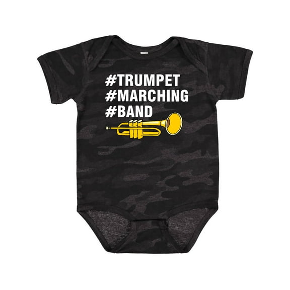 Inktastic #trumpet #marching #band Hashtag White Text Boys or Girls Baby Bodysuit