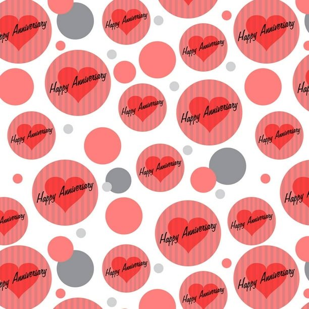 Happy Anniversary Heart Love Wedding Premium Gift Wrap Wrapping Paper