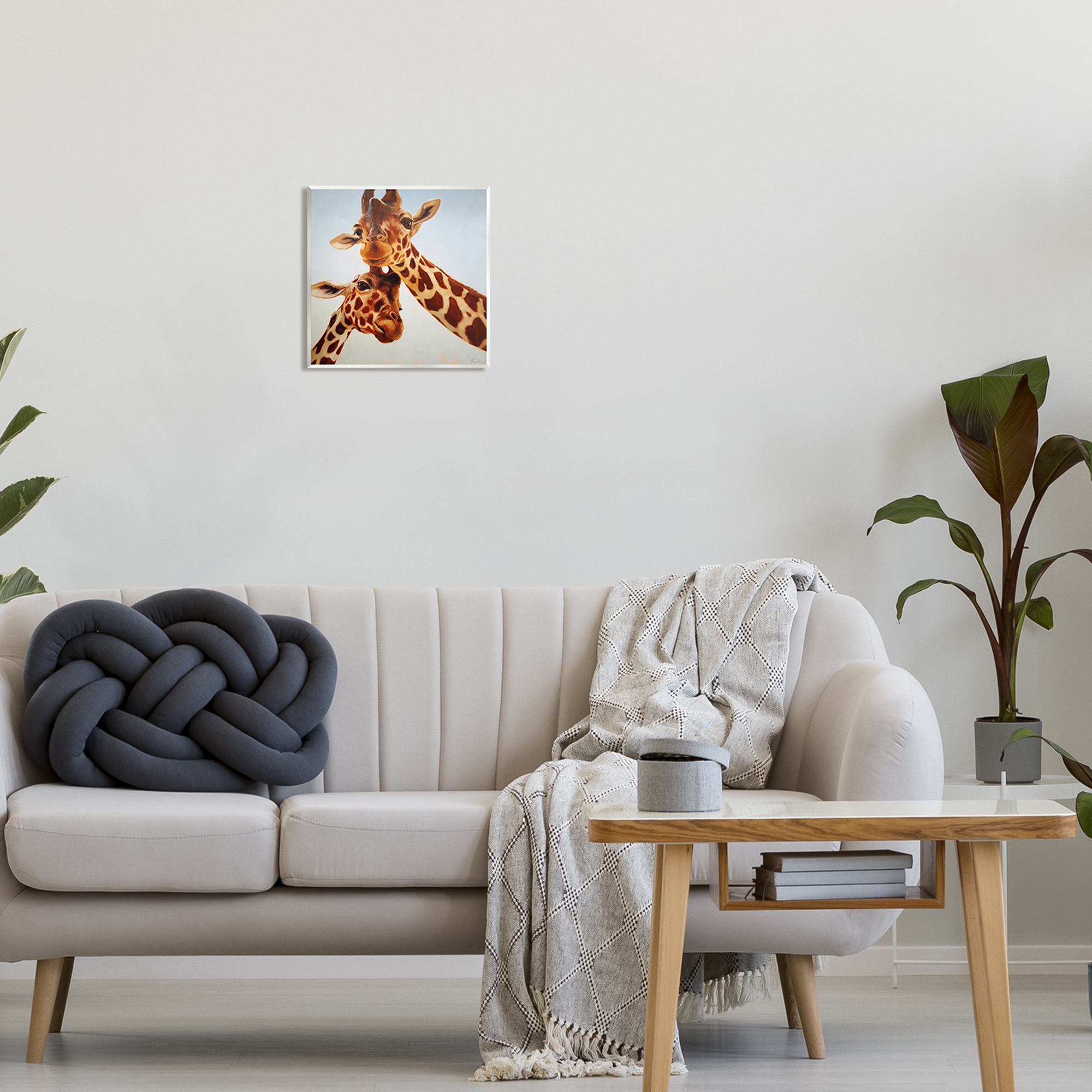 Stupell Industries Happy Giraffe Duo Portrait Animals & Insects Painting Unframed Art Print Wall Art