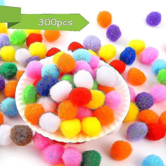 300 piezas de pompones variados de 1 pulgada, bolas de pompones artesanales, pompones coloridos para manualidades creativas de bricolaje Decoraciones, Proyecto de manualidades para niños