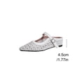 thumbnail image 6 of YgkuHd Women's Casual Wedge Sandals Pointed Toe Mule Style Perforated Woven Upper Mary Jane Strap Metal Buckle White,6.5, 6 of 9