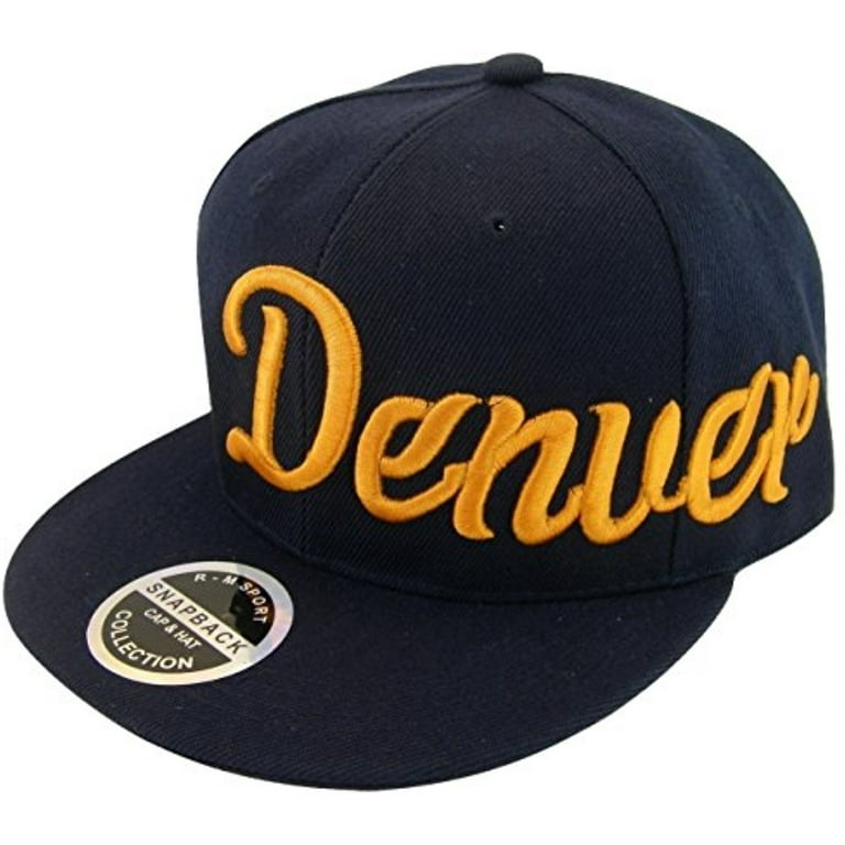 Denver Men\'s Offset Cursive Script Adjustable Snapback Baseball Cap (Navy)