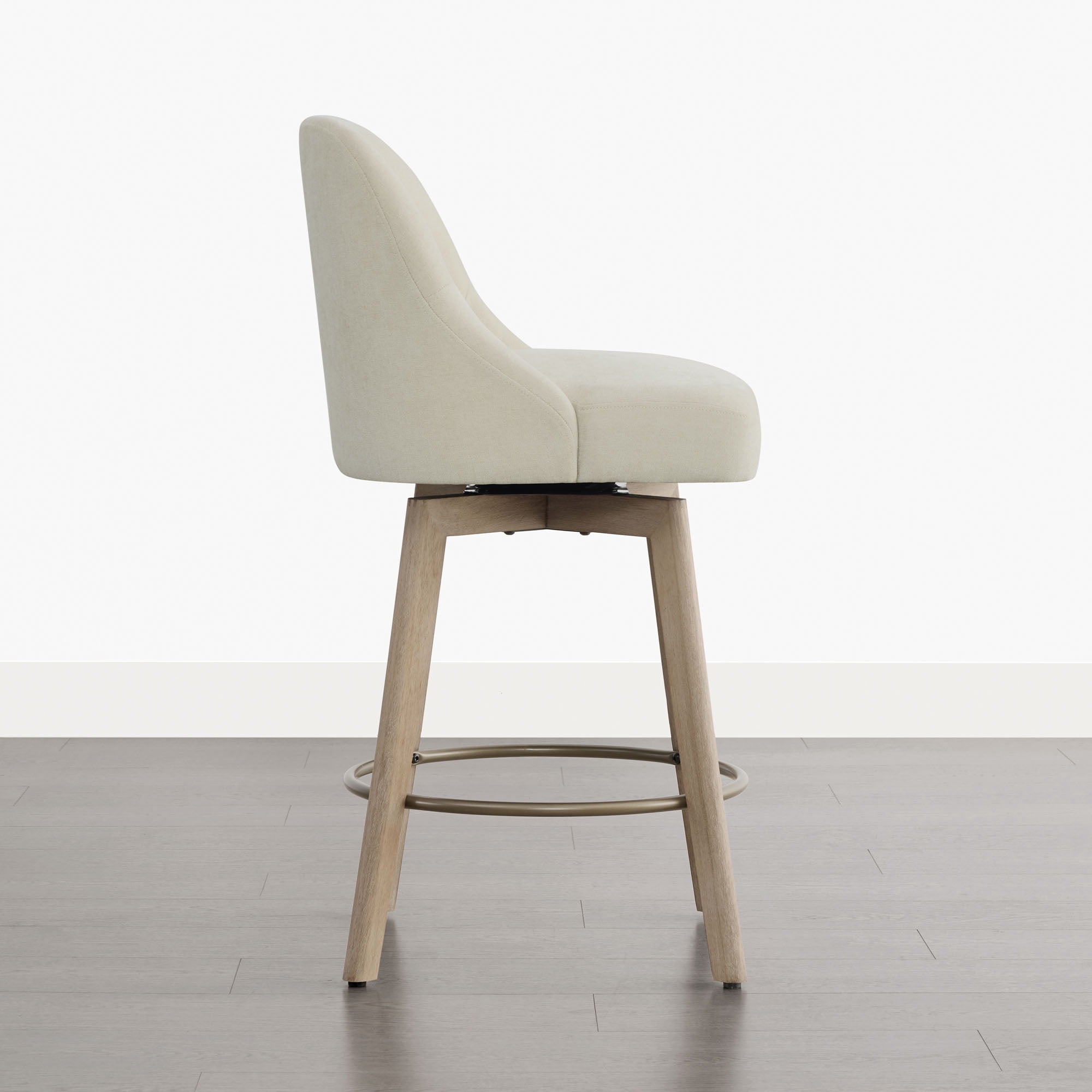 Spruce & Spring Modern Swivel Counter Stool with Upholstered Seat and Rounded Back for Kitchen or Bar Set of 2, Sand