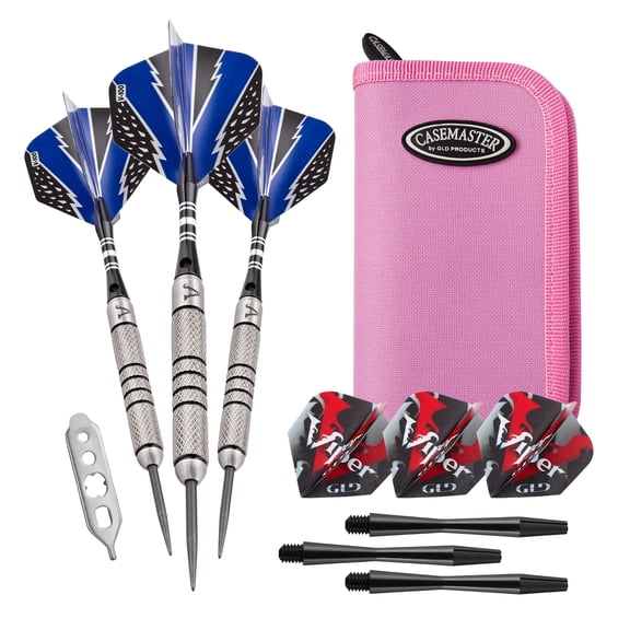 Viper Cold Steel Tungsten Steel Tip Darts 24 Grams and Casemaster Deluxe Pink Nylon Dart Case