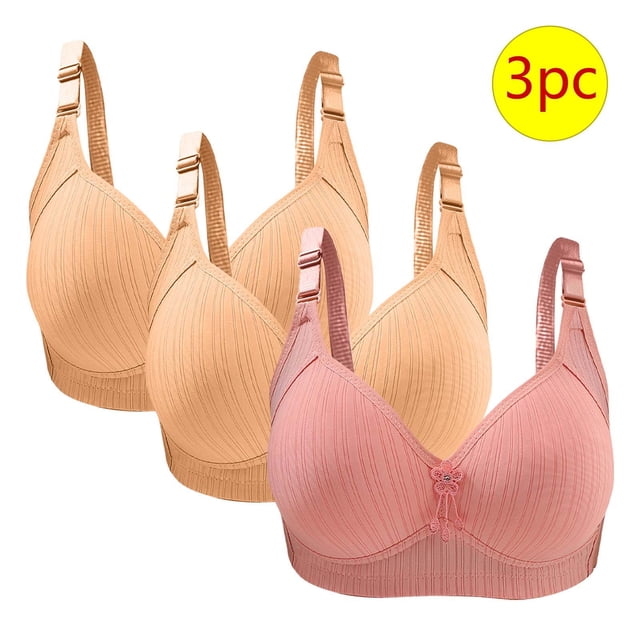 Bras for Women, 3PC Womans Large Size Solid Color Without Steel Ring Gathering Comfortable Bras Daily Bra
