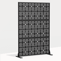 Dovelina 72"x47"x16" Outdoor Privacy Screen with Stand Metal Balcony Decorative Screen,Black