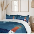 thumbnail image 6 of Ambesonne Night Ocean Duvet Cover Set, Lighthouse at Night, 2-Calking, Night Blue Multicolor, 6 of 7