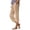 AA-Khaki, variant on QATAINLAV Linen Capris Pants for Women Summer Casual Loose Drawstring Elastic High Waist Straight Cropped Trousers with Pockets Beach Clothes Wine M