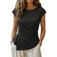 thumbnail image 7 of Womens Tops Sleeveless Top Soft Ruched Asymmetrical T Shirt for Women Breathable Summer Blouses for Women Slim Fit Tank Top Women's T Shirts Black XL 2026 Sales Under $6, 7 of 7