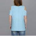 thumbnail image 4 of Womens Clod Shoulder Tops Summer Hollow out Short Sleeve T Shirts Plus Size Going out Blouses Ladies Tunic S-5XL, 4 of 7