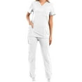 thumbnail image 1 of Conjunto de uniformes de enfermería, ropa de trabajo, pantalón con cordón, trajes de trabajo de enfermería informales, cómodos y sencillos para Blanco M Yinane Uniforme de enfermera, 1 of 8