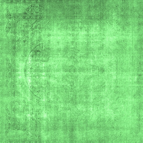 Ahgly Company Indoor Square Persian Emerald Green Traditional Area Rugs, 4' Square