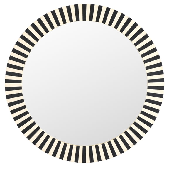 SAFAVIEH Charli 29" Black/Ivory Modern Wall Mirror