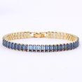 thumbnail image 2 of Cubic Zirconia Rectangle Sea Link Chain Polished Tennis Bracelet Gold Blue T128, 2 of 2