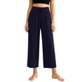 thumbnail image 6 of Posijego Women's Pajama Capri Pants High Waisted Elastic Wide Leg Capris Pants Pjs Bottoms Lounge Pants with Pockets, 6 of 9