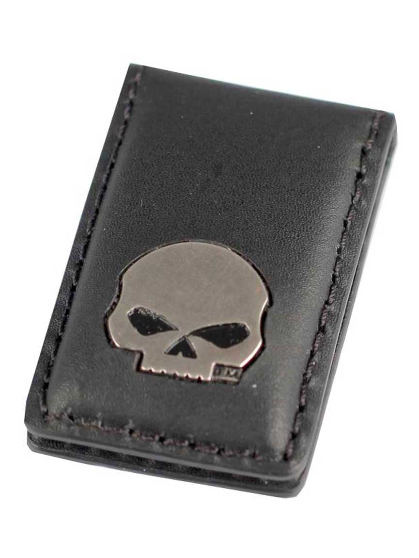Punisher Skull Flag Black Leather Money Clip 