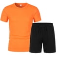 thumbnail image 4 of Gyexs Mens Short Sets 2 Piece Outfits Casual Outdoor Sportswear Short Sleeve T-Shirt with Drawstring Shorts Orange, Size XXL, 4 of 4