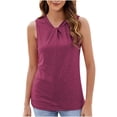 thumbnail image 1 of hotojiny Shirts for Women Soft Crew Neck Business Work Tank Tops Comfy Sleeveless Solid Color Summer Basic Tee, 1 of 6
