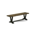 thumbnail image 2 of East West Furniture V2-676 3 Piece Dining Room Set - 1 Distressed Jacobean Dinning Table and 2 Small Wood Benches - Stable and Sturdy Construction - Wire Brushed Black Finish, 2 of 3
