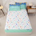 thumbnail image 4 of Castle Fairy Blue Ice Cream Drip Zipper Twin Comforter Sets with Fitted Sheet and 2 Pillowcases, Watercolor Food Dessert Zipper Bedding Set, Blue Green Yellow,4-Piece, 4 of 6