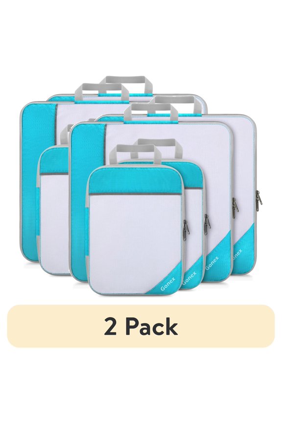 (2 pack) Gonex 4 Set Large Compression Packing Cubes for Luggage, Expandable Packing Cubes Organizer Bags Set for Travel