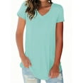 thumbnail image 4 of Liher Women Basic Tshirts Loose Fit Dressy Tops Short Sleeve V-Neck Blouse Green Summer Tee Clothes Size XXL, 4 of 6