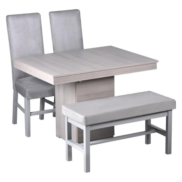 Comedor Camacho Elegant Jr con 2 Sillas y 1 Banca Gris