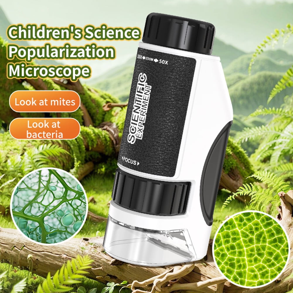 Mini 50X-300X Microscope, Kids Microscope Handheld Portable Microscope, Black