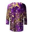 thumbnail image 5 of Aloohaidyvio Mardi Gras Shirts,Womens Mardi Gras Loose 3/4 Sleeve Blouse Mask Glitter Print Crew Neck Party T Shirt, Mardi Gras Clothing, 5 of 5