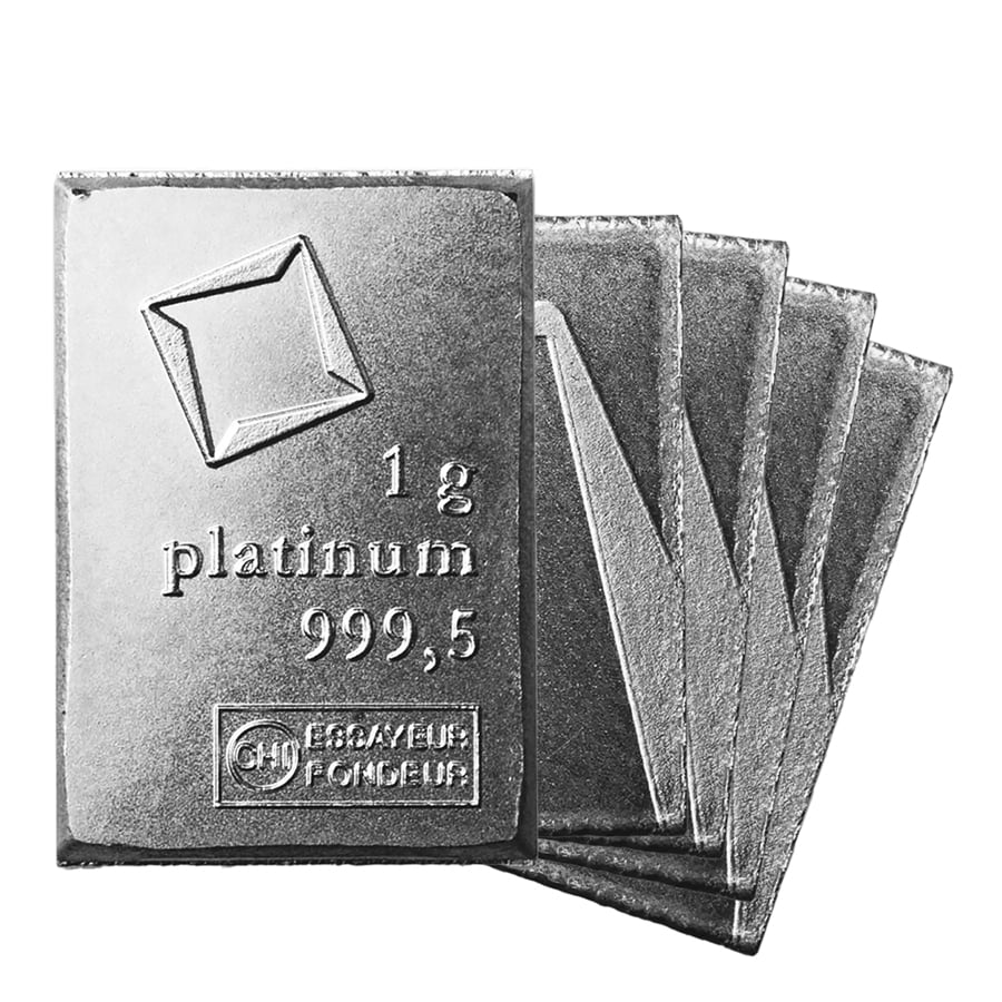 1 gram Platinum Valcambi Bar - Lot of 5