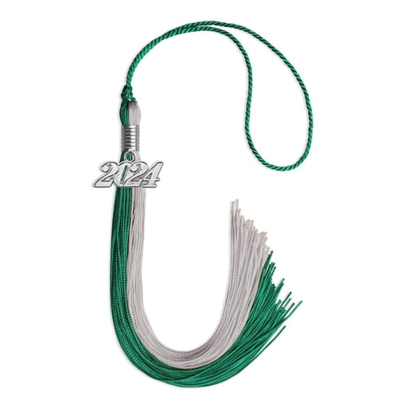 Endea Graduation Emerald Green/Grey Graduation Tassel with Silver Date Drop