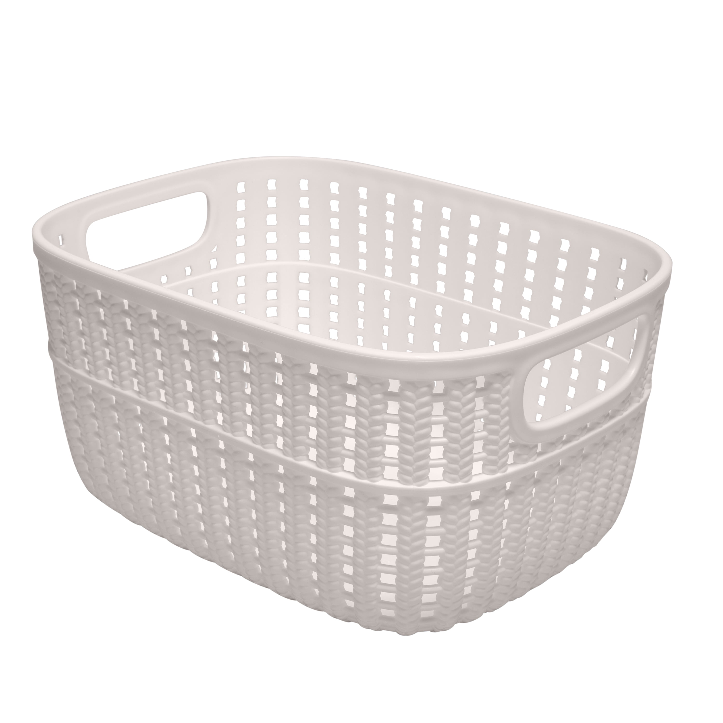 Simplify 4 Pack 2-Tone Plastic Decorative Small 9x7x5inch Storage Basket in Ivory