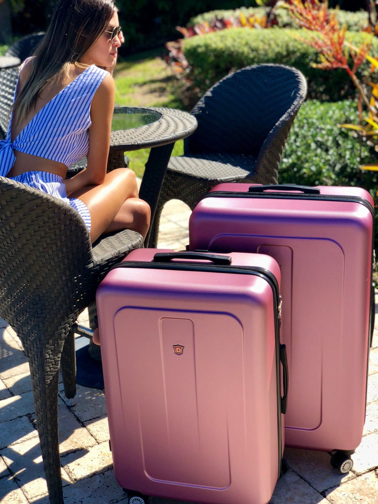 DUKAP Crypto 32" Hardside Lightweight Luggage with Spinner Wheels, Handle and Trolley, Rose Gold
