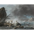thumbnail image 3 of Jean-Baptiste Pillement 18x14 Black Modern Framed Museum Art Print Titled - A Shipwreck on a Rocky Coast During a Storm, 3 of 5