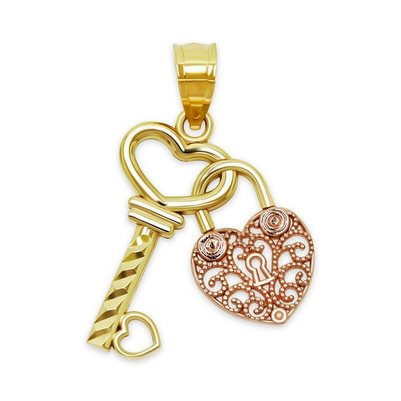 Charm America - Gold Key and Lock Charm - 10 Karat Solid Gold