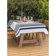 thumbnail image 3 of Outdoor Tablecloth with Umbrella Hole for Patio/Picnic/Party/Camping, Navy Blue Striped Waterproof Table Cloth Rectangle Table Cover Washable, Farmhouse Thin Vertical Stripes Modern (60"x 84"), 3 of 9