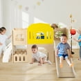 thumbnail image 2 of Gymax 7-in-1 Toddler Slide Set Wooden Castle-Shaped Entertainment Activity Center, 2 of 10