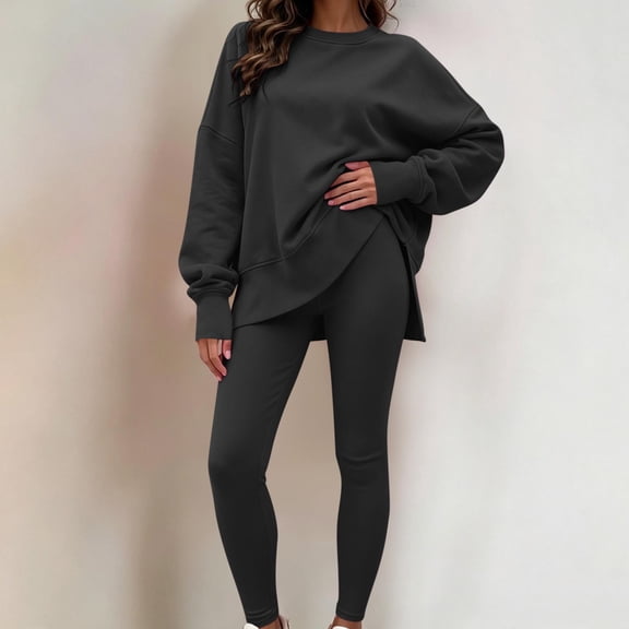 Mifsaly Track Suits 2 Piece Set for Women Loose Crewneck Sweatshirts and Base Leggings Fall Winter Daily Athletic Running Lounge Matching Outfits