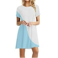 thumbnail image 1 of Robe T-Shirt pour Femmes Grande Taille à Enfiler d'Été Décontractée Mini Robe Couleur Unie à Coutures Robe de Détente Tenue Quotidienne, 1 of 5