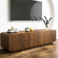 thumbnail image 5 of HIUU 58 inch Walnut Entertainment Center,Low Height TV Stand With Modern Unique Spiral Wave Design,Media Console Table With 2 Storage Cabinet And 2 Drawers,Modern TV Table For Living Room, Bedroom, 5 of 7