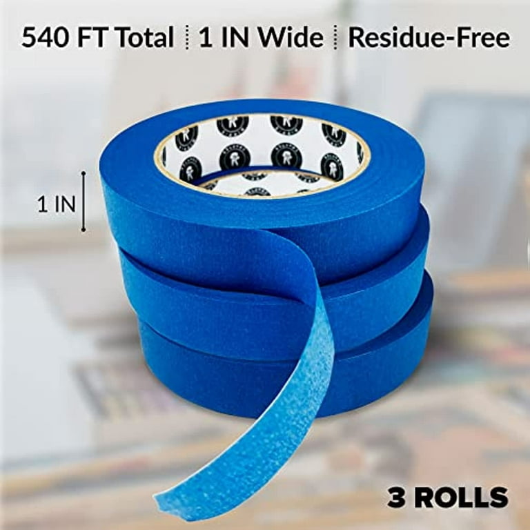 Blue Painters Tape 3 Pack Blue Tape for Painting 1 Thick x 60 YDS Masking  Tape 1 Inch Wide Removable Bulk Paint Tape for Painter's Crafting Art and  Pattern Walls (180 YDS Total) 