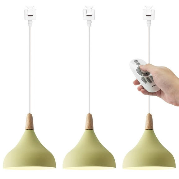 Kiven 3-Light J-Type Track Lighting Pendants,Dimmable Modern J Track Pendant Lights,Decorative Track Lighting Fixture for Kitchen Island Hallway Restaurant,Yellow