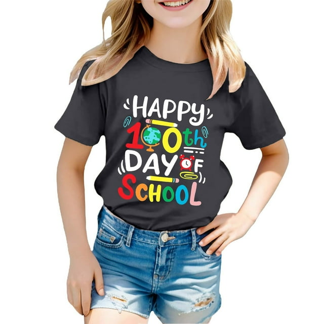 TZEWGL Tees For Girl Boy Round Neck Loose Short Sleeve Graphic Print Clothes For Infnants size 10-11T