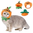 thumbnail image 2 of Halloween Plush Pet Pumpkin Hat Adjustable Costume Headwear Cute Holiday Cosplay Accessory for Cats Small Dogs One Size Fits Most, 2 of 5