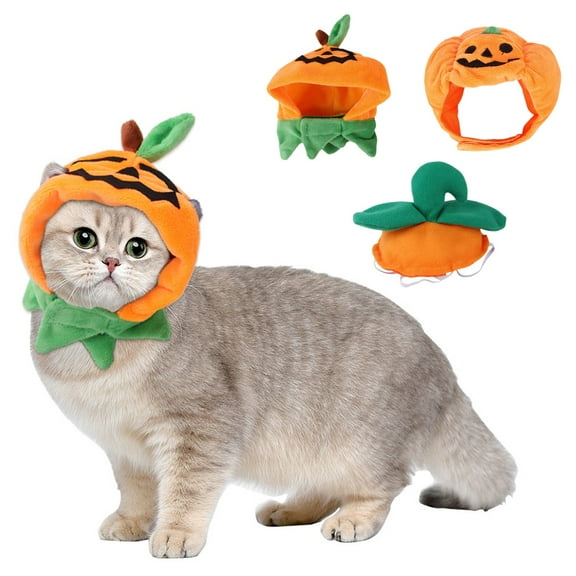 Halloween Cat Costumes Pumpkin Cat Hat Pet Cosplay Costume Cap for Halloween Kitty Dress Up Accessories