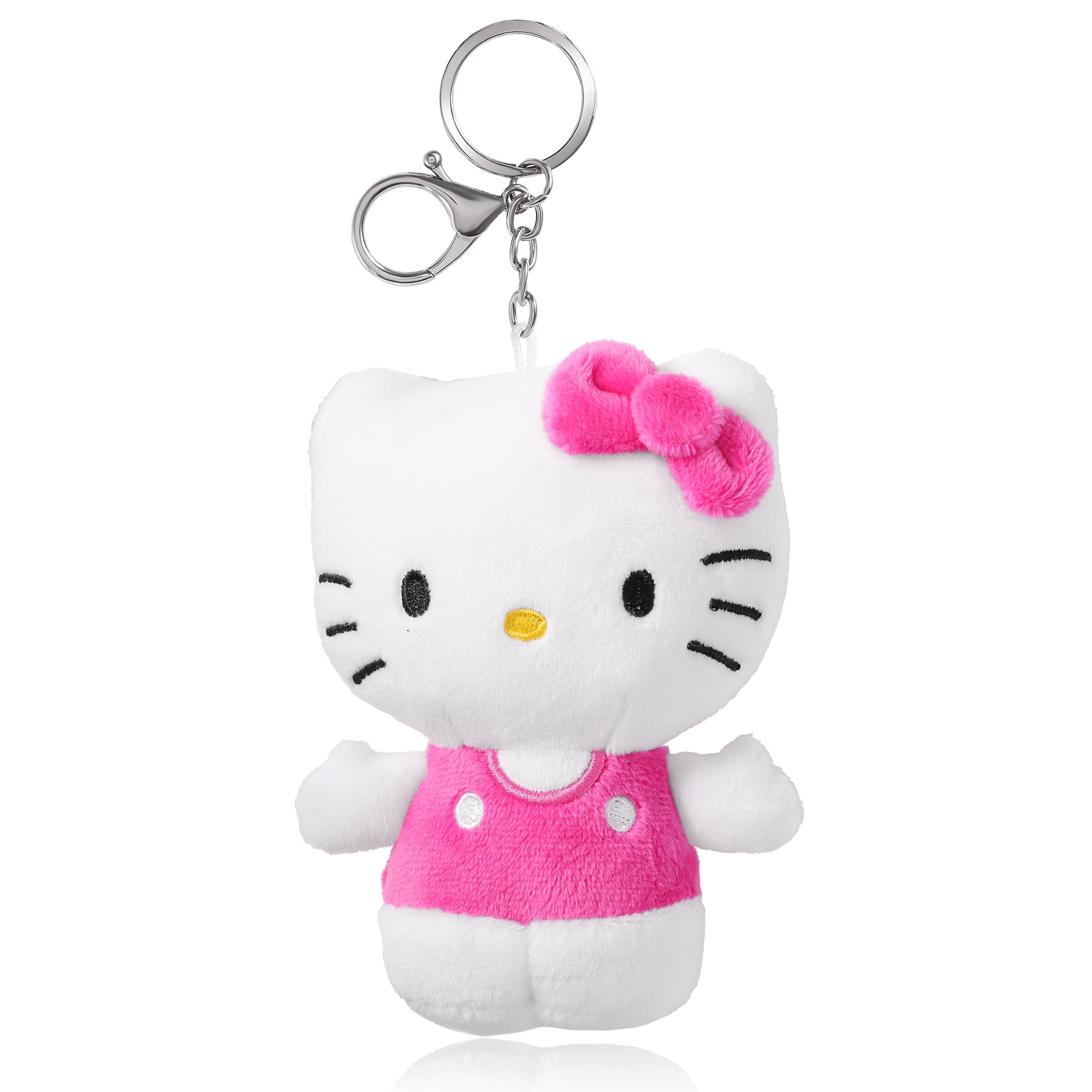 Hello Kitty Plush Keychain Set of 2, Sanrio Bag Charm, Red & Pink