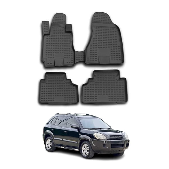 OMAC Floor Mats Liner for Hyundai Tucson 2005-2009 Black TPE All-Weather 4 Pcs