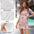 thumbnail image 5 of FKELYI Pink Cartoon Cat Print Women's Swimwear Cover Ups Sheer Fabric Beachwear Dress Breathable Bikini Suit Cover-Up with Half Sleeve for Lady Summer Vacation Outfits, 2XL, 5 of 6