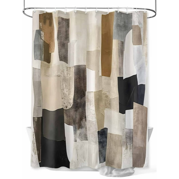 Fsddascl Modern Black Brown Shower Curtain Set - 54" x 78" Washable Bathtub Curtain with 12 Hooks, Abstract Oil Painting Art Waterproof Fabric Stall Shower Curtains for Bathroom/Bathtub Décor